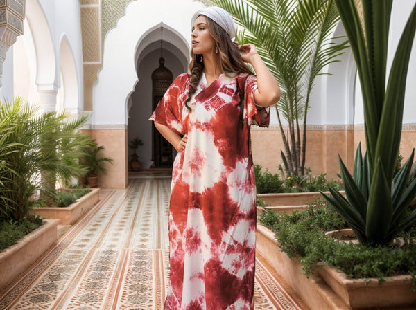 Burgundy Moroccan Caftan Dress